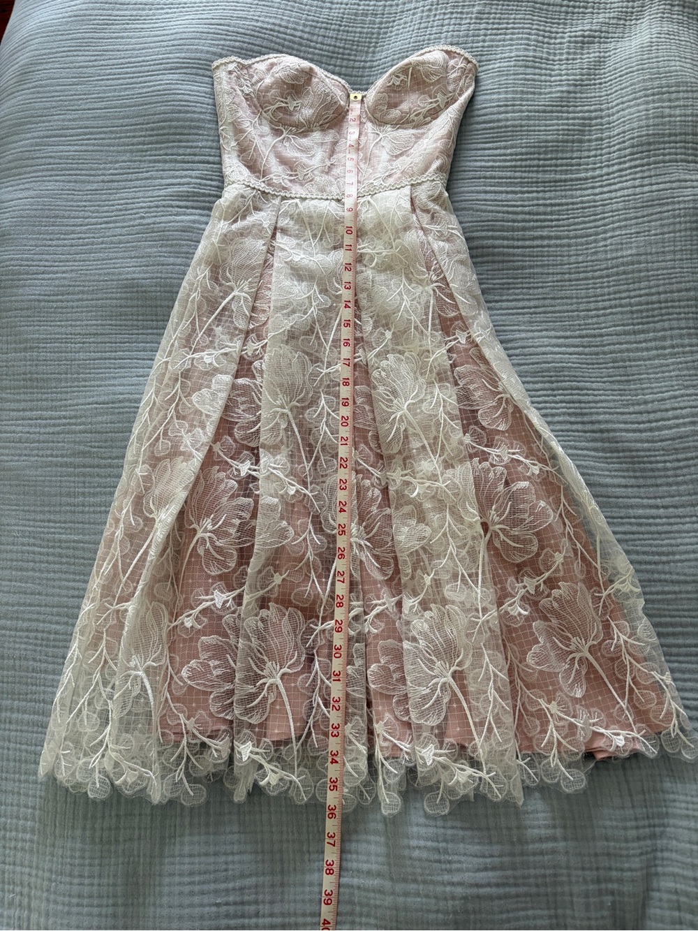 NADINE MERABI Discontinued “Olivia” White Strapless Lace Midi Dress - Picture 14 of 14